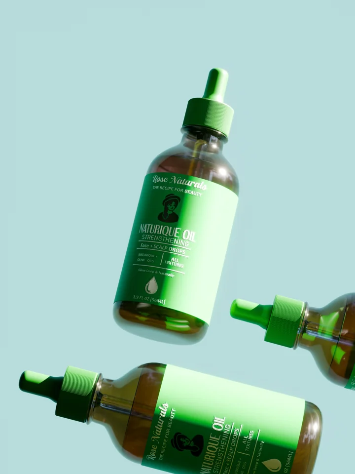 Green dropper bottle product visualization
